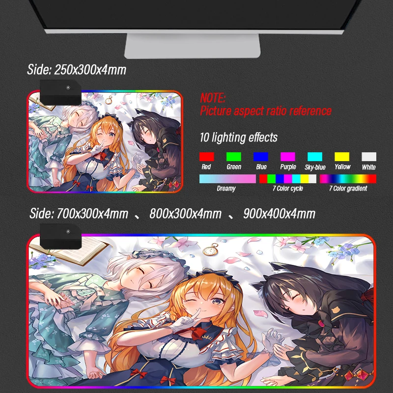 Anime Princess Link Re Dive Rgb Gaming Mouse Pad Big Breast Girl Computer Led Gamer Large Mause Pad Usb For Pc Desk Support Diy Mouse Pads Aliexpress