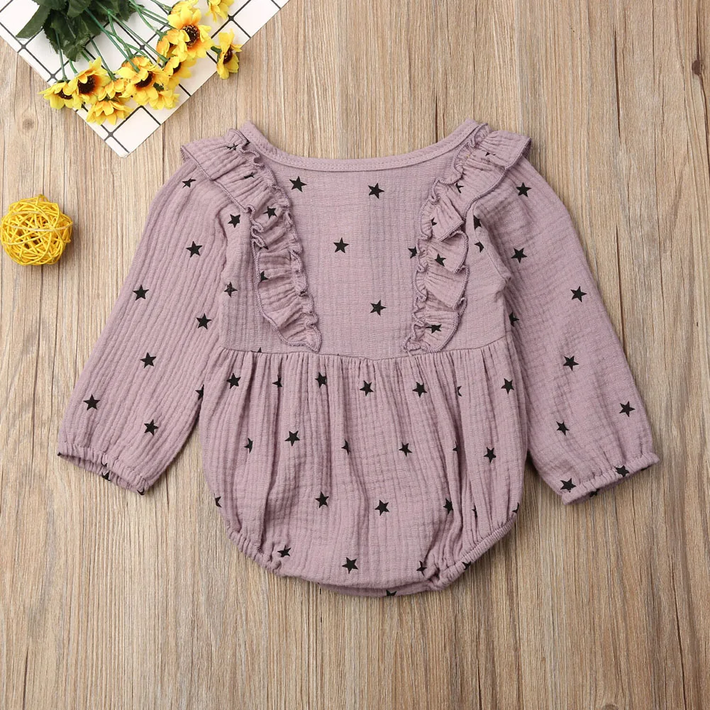 Newborn Baby Girls Boys Bodysuits Clothes Cotton Ruffle Long Sleeve Jumpsuit Outfits Infant Kids Clothing