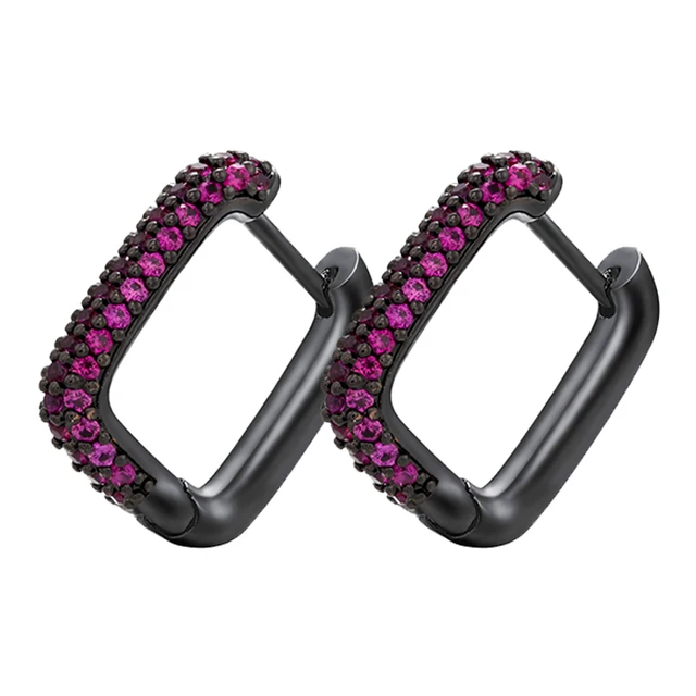 ZHUKOU NEW Hoop earrings gold/silver color small hoop earrings crystal women rainbow earrings Fashion jewelry wholesale VE144 black rose red