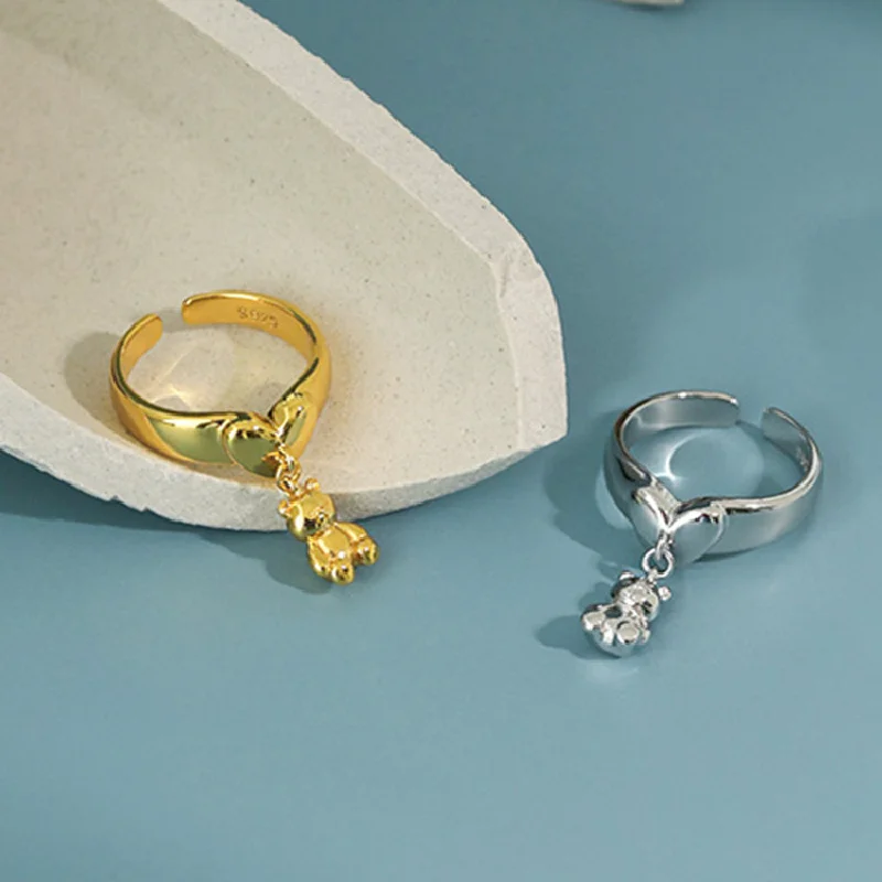 Gold Color Ring Gold Color Rings Animal Ring Mini Bear Ring for Lady Women