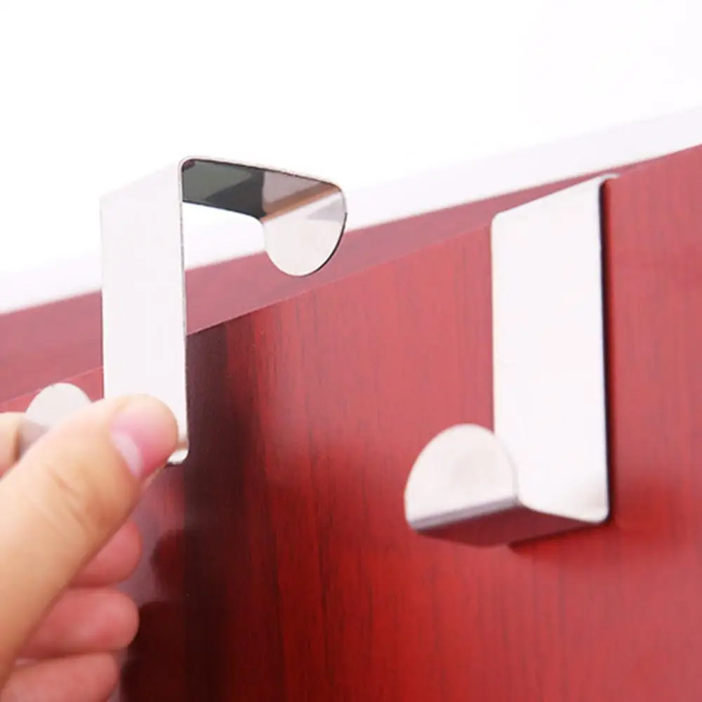 

2 Pcs Cabinet Door Hooks Wall Shelf Stainless Clothes Hanger Kitchen Storage Holders Racks Behind The Door
