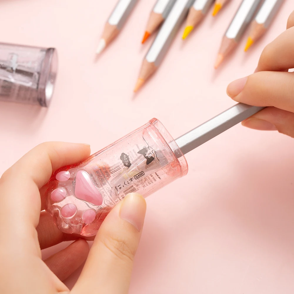 연필용 귀여운 고양이 발 깎이, 학교 사무용품, 창의적인 문구 아이템, 사랑스러운 학교 뒷면, 1 개