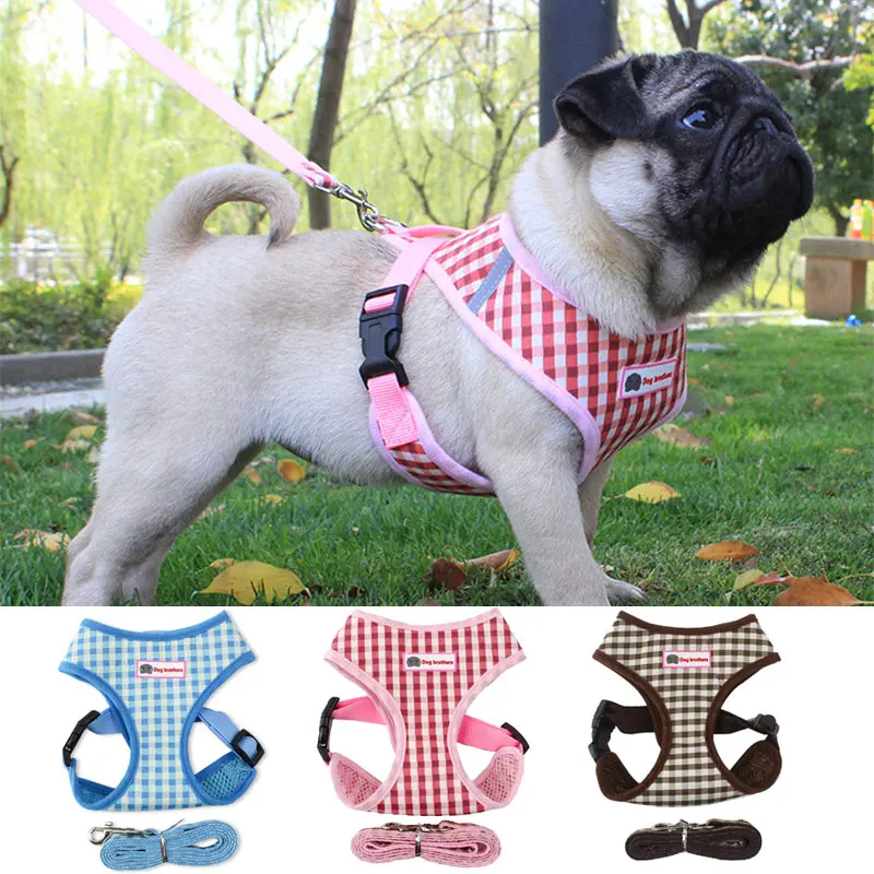 

Dog Harness Vest For Chihuahua Pug Small Medium Dogs Nylon Mesh Cat Dogs Collars and Harnesses Reflective Walking Lead Leash