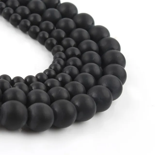 Natural Stone Beads Black Hematite Zebra Jespers Round Spacer Beads for Jewelry Making DIY Bracelet Necklace Accessories 15'' black agate