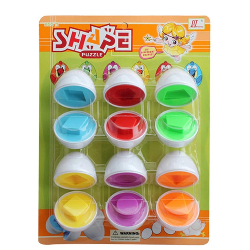 6 eggs/set Shape Puzzle Game Funny Smart Egg Toy Educational IQ Brain Teaser Kid Boy and Girl Children Test