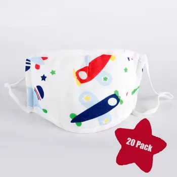

20pcs Child Kids Mask Cartoon Print Adjustable 5 Layer Filter Safet Protect Mask Anti-dust Mouth Mask Windproof Mouth Face Mask