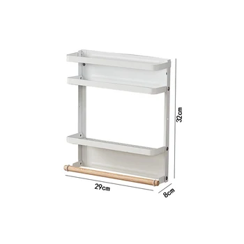 

Kitchen Rack Fridge Magnetic Organizer -Design Paper Towel Holder, Rustproof Spice Jars Rack, Heavy-Duty Refrigerator Shelf Stor