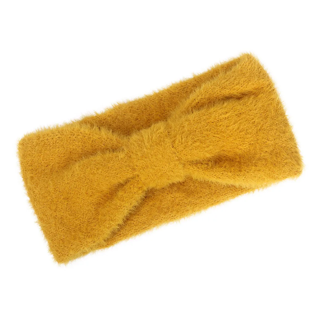 Милые и милые плюшевые Удобные Модные осенние и зимние однотонные шерстяные вязаные повязки для волос для мытья лица# j8