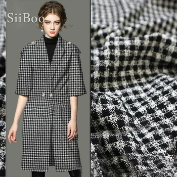 

American style vintage black white plaid yarn dyed jacquard fabric for dress coat tissu cloth tela tecido SP4739 Free shipping