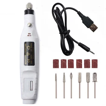 

White Portable Manicure Pedicure Machine Milling Cutter 6 Bits Nail Art Tools Drill Pen Nail Art Tools For Fashion Manicure