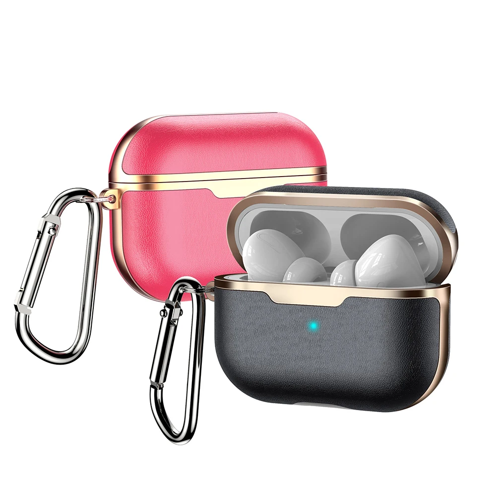 

For AirPods Pro Case Wireless Earphone Imitation Leather Protective Cover Portable Shockproof for Airpods 3 Case with Keychain