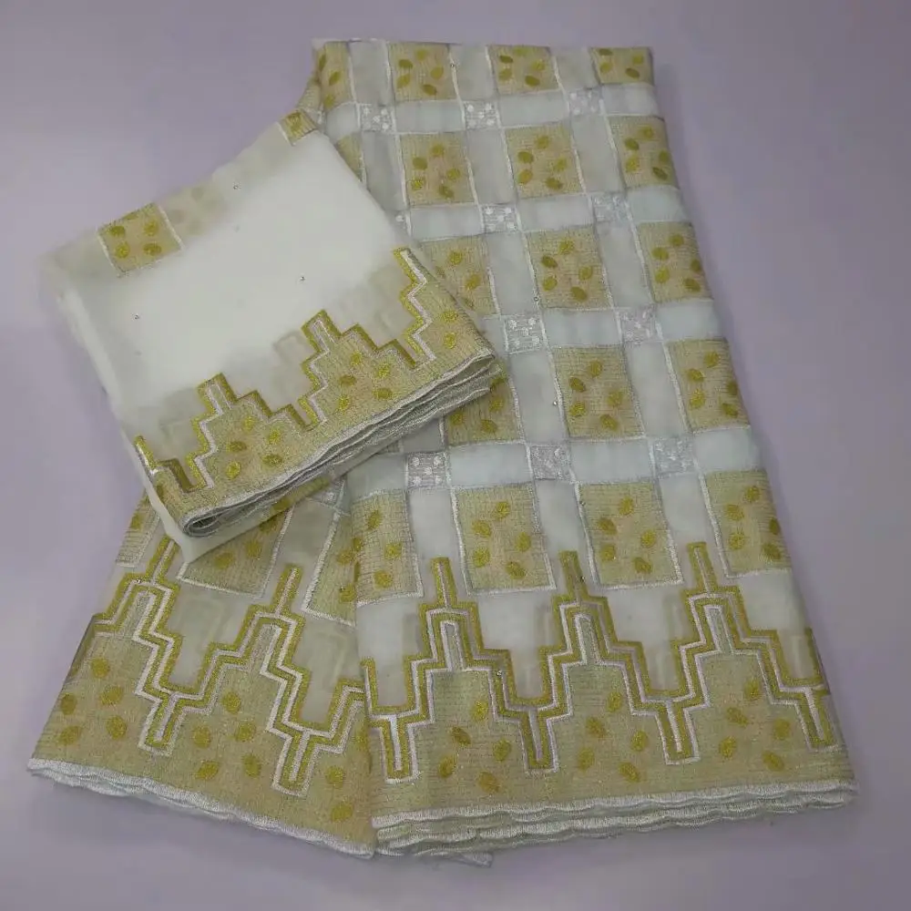 

Latest African Lace Fabric White and gold Swiss Voile Lace High Quality Emboridery French Cotton Lace French Lace Fabric