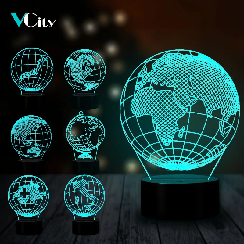 Светодиодный светильник VCity 3D Earth USB для Африки Австралии и Европы ночник подарок