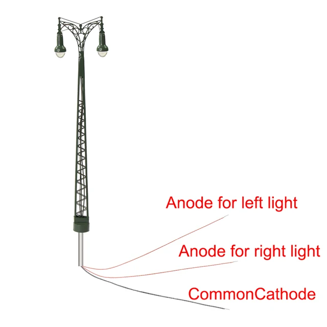 LQS66 Model Railway Layout 3pcs OO HO N Scale Lattice Mast Lamp Track Lights Warm White Two-LEDs