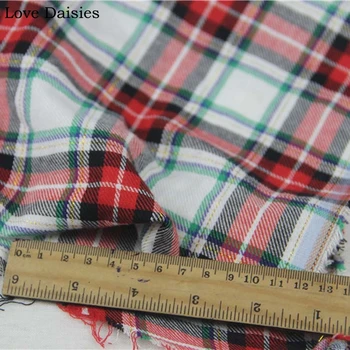 

Cotton/Rayon Gold Thread RED GREEN Big Lattice Check fabrics Thin Soft Delicate for Autumn Apparel Blouse Dress handwork Scarf