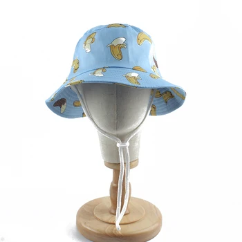

Cartoon Banana Lemon Print Cute Kids Bucket Hat Baby Panama Summer Wind Proof Sun Hat Infant Toddle Cotton Fisherman Cap