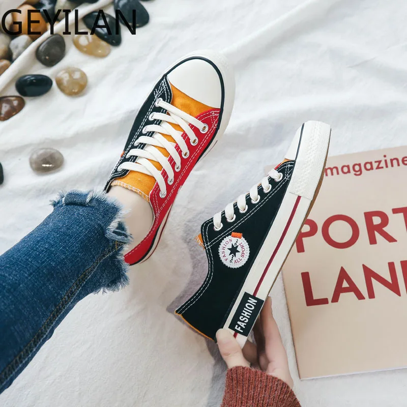 

2020 Womens Sneakers Canvas Shoes Fashion Flats Low-cut Lace-up Shoes Woman Casual Loafers Espadrilles Skatebarding Shoes E12-15