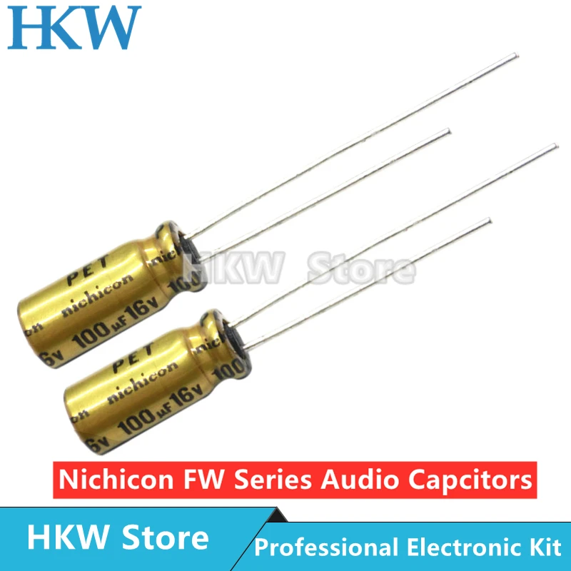 Aluminum Electrolytic Capacitor-10pcs NICHICON FW Series 6.3V 16V 25V 35V 50V 63V 100V 1UF 10UF 220UF 330UF 470UF