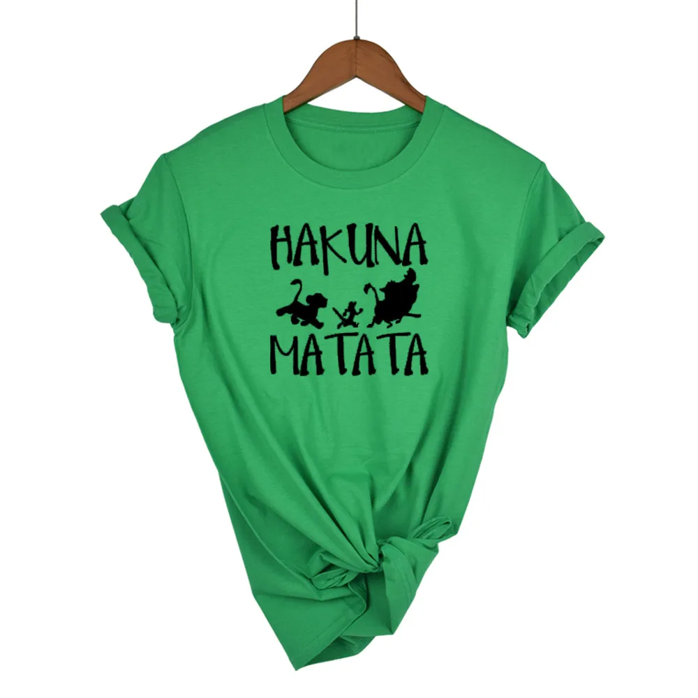 Новинка, футболка s для женщин, Hakuna Matata, Ulzzang, принт Король Лев, футболка для отдыха, круглый вырез, короткий рукав, футболка