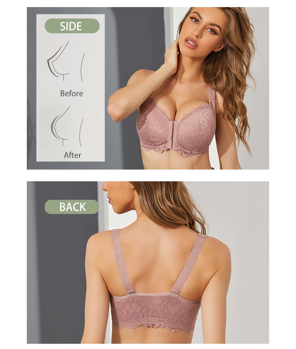 Middle-Aged and Elderly Bras Large Size Front Closure Brasieres Mother's  Tank Tops Thin Cotton Underwear for Women (Color : Apricot, Size : 42/95BC)