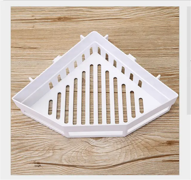 Suction Wall Triangular Shower Caddy Shelf Bathroom Corner Bath Rack Storage Holder Organizer Shelves White
