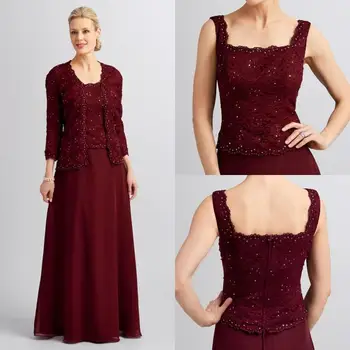 

Lace Chiffon Mother Formal Dresses Long Sleeves Jacket Beaded Women Evening Party Gowns Plus Size Maxi Dress