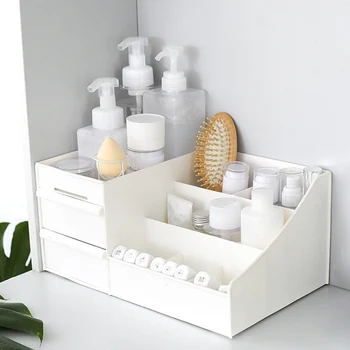 

Plastic Desktop Cosmetic Drawer Cabinet Makeup Storage Box Jewelry Nail Container Holder Dustproof Grocery Organizer Storage Bin