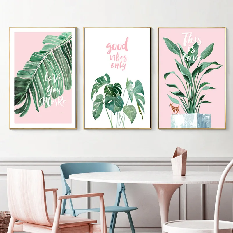 

Northern European-Style Hipster Decorative Painting Modern Minimalist Watercolor Plant Living Room Restaurant Entrance Canvas Pa