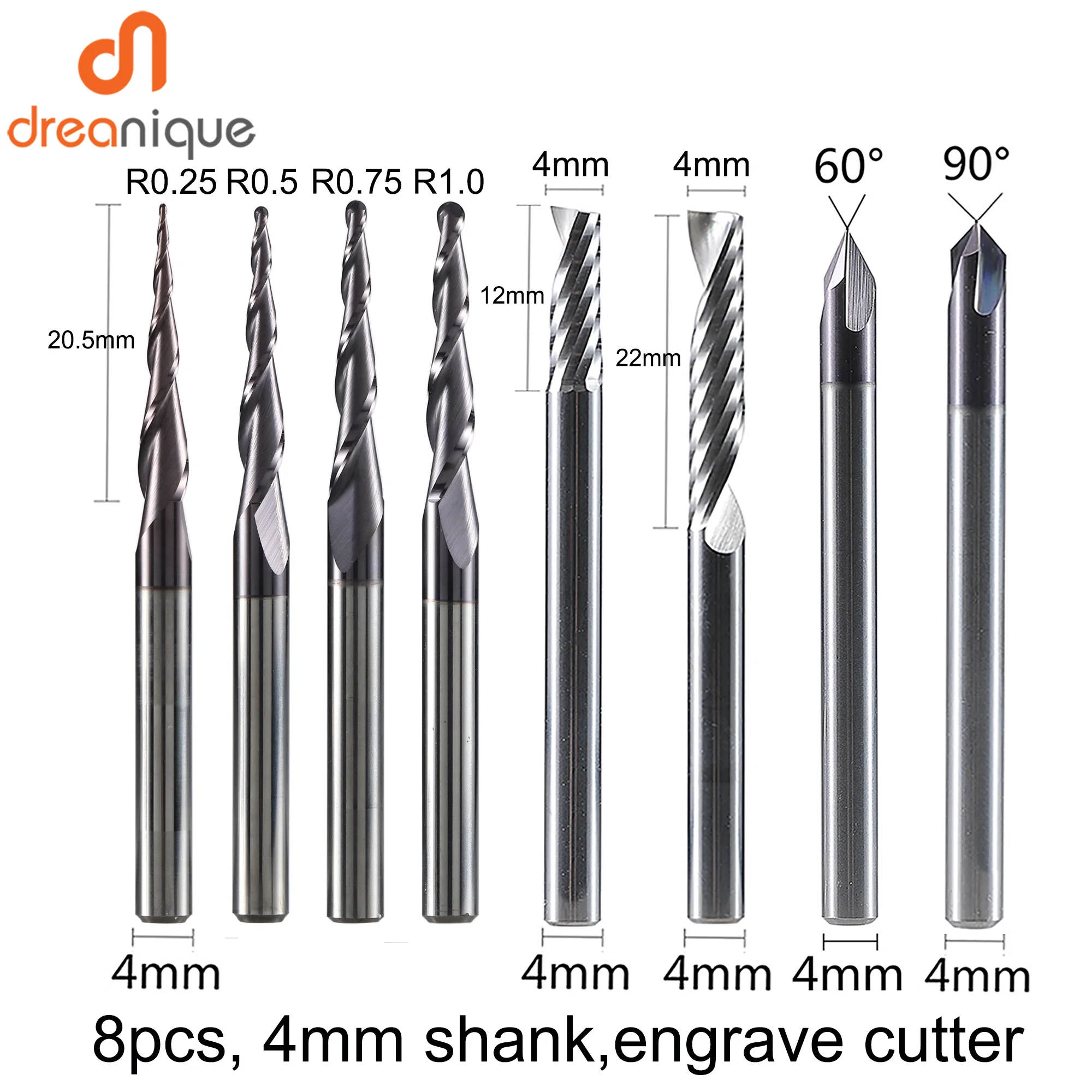 Machine Router Bit Milling Cutter Cemented Carbide Detailed Cuts 6mm Shank 