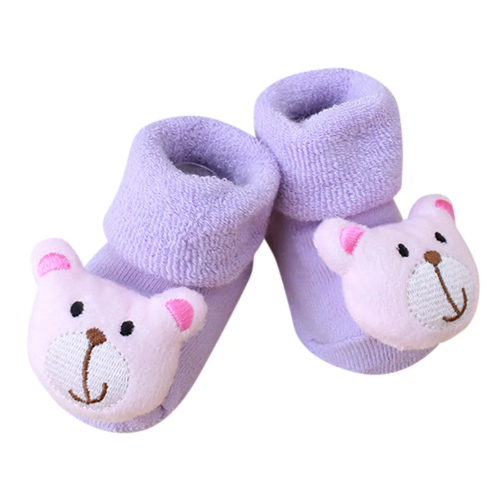 D Baby socks winter socks for newborn newborn baby girls boys anti-slip warm socks slipper shoes boots - Цвет: D
