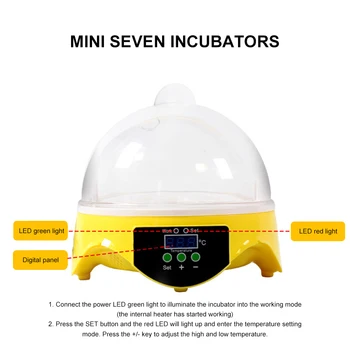 

Mini 7 Eggs Automatic Egg Incubators Electronic Digital Incubator Turning Temperature Control For Chickens Ducks Goose Quails