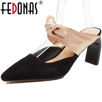 

FEDONAS Sheepskin Lether 2020 Women Butterfly Knot Pumps Spring Summer Strange Heels Pumps Pointed Toe Elegant New Shoes Woman