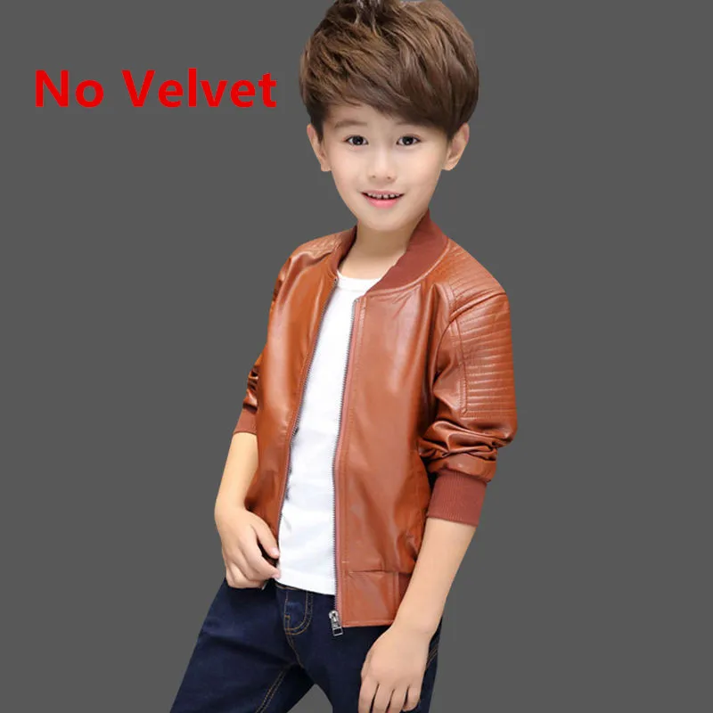 Children's Fashion PU Leather and Cotton Jacket – Two Styles With or Without Velvet – Winter Warmth