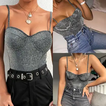 

2020 Women Summer Bodysuit Casual Sleeveless Bandage Bodysuit Leotard Jumpsuit One Piece Romper