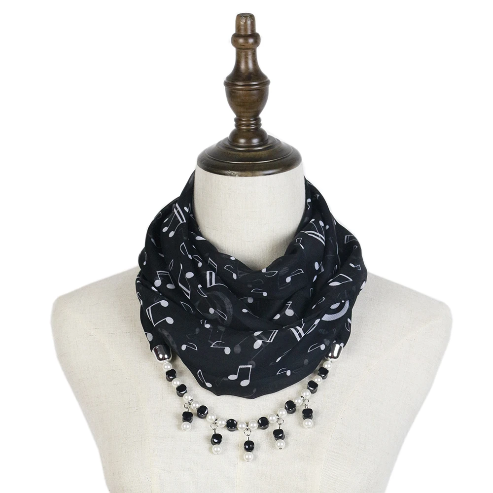 Bufanda de verano para Mujer, pañuelos estampado de g joyería, colgante para cuello, chales de Echarpe, Hijabs, collar de música, accesorios para el cuello de anillo DIY|Bufandas de mujer| -
