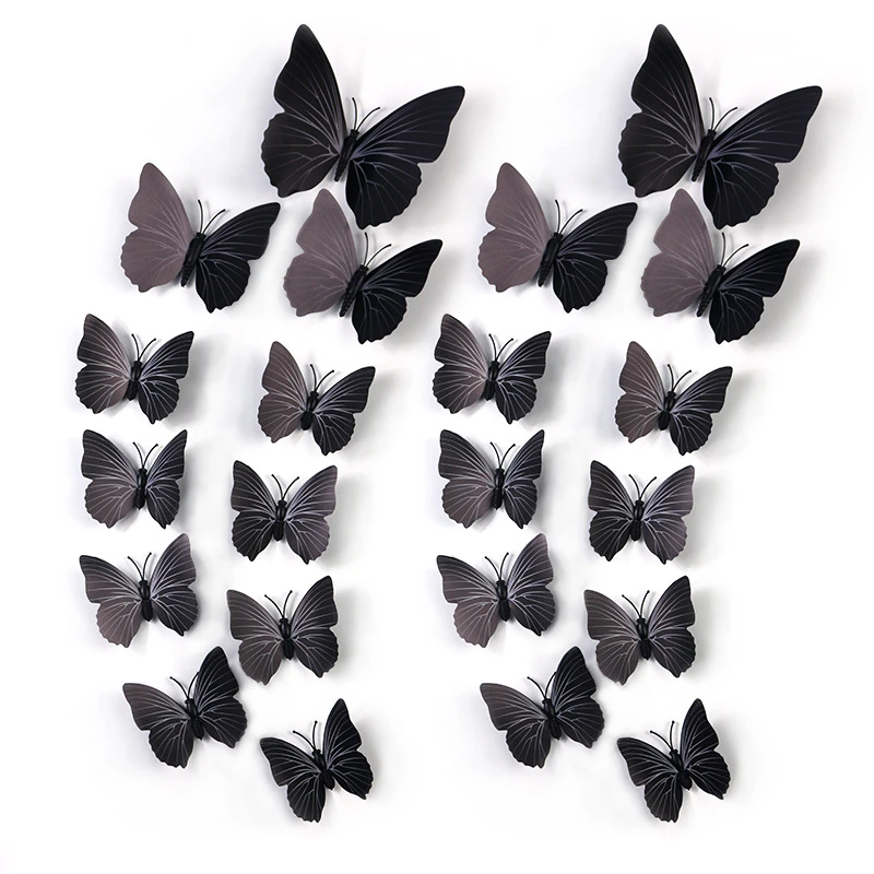 3d Black Butterfly Pin Pvc Butterfly Pin Fixing Room Wall Art Home Decoration Fabric Decor 12pcs Set 3d Butterfly Wall Decor Hot Wall Stickers Aliexpress