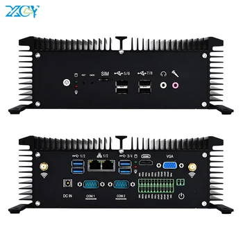 Billige XCY Mini PC I5-8250U Dual Ethernet GPIO RS232/422/485 Wi-Fi 4G LTE HDMI VGA 8xUSB Fanless Industrie Computer Windows Linux
