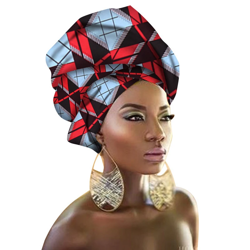 Модный принт тюрбан Африканский шарф повязка на голову женские аксессуары для волос девушки голова бандана традиционный богатый Базен Дашики одежда - Цвет: 8
