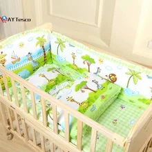 AY tescops Juego de ropa de cama para bebé, cuna para recién nacidos, cuna, parachoques, dibujos animados, 100% algodón, lavable, cojín para cama infantil
