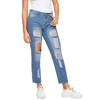 

Women Plus Size Jeans New Sexy Solid Color Hole Straight Pants Fashion Casual Loose Daily Party Spring Summer Pantalones