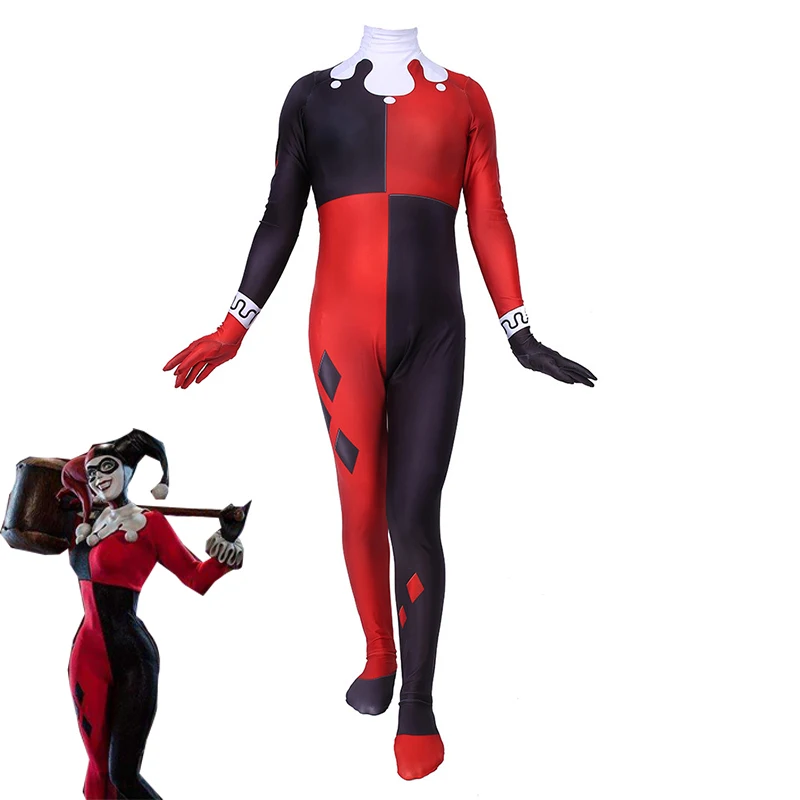 

Anime The Batman Adventures Harley Quinn Cosplay Costume Harleen Quinzel Zentai Women Jumpsuit Bodysuit Halloween Uniforms