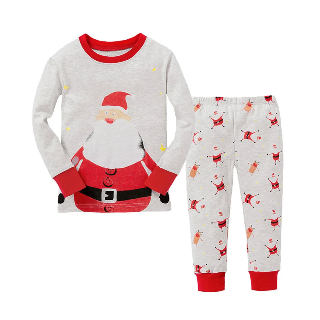 Осенне-зимняя детская Рождественская пижама с длинными рукавами и круглым вырезом для маленьких мальчиков и девочек, комплект одежды на Рождество