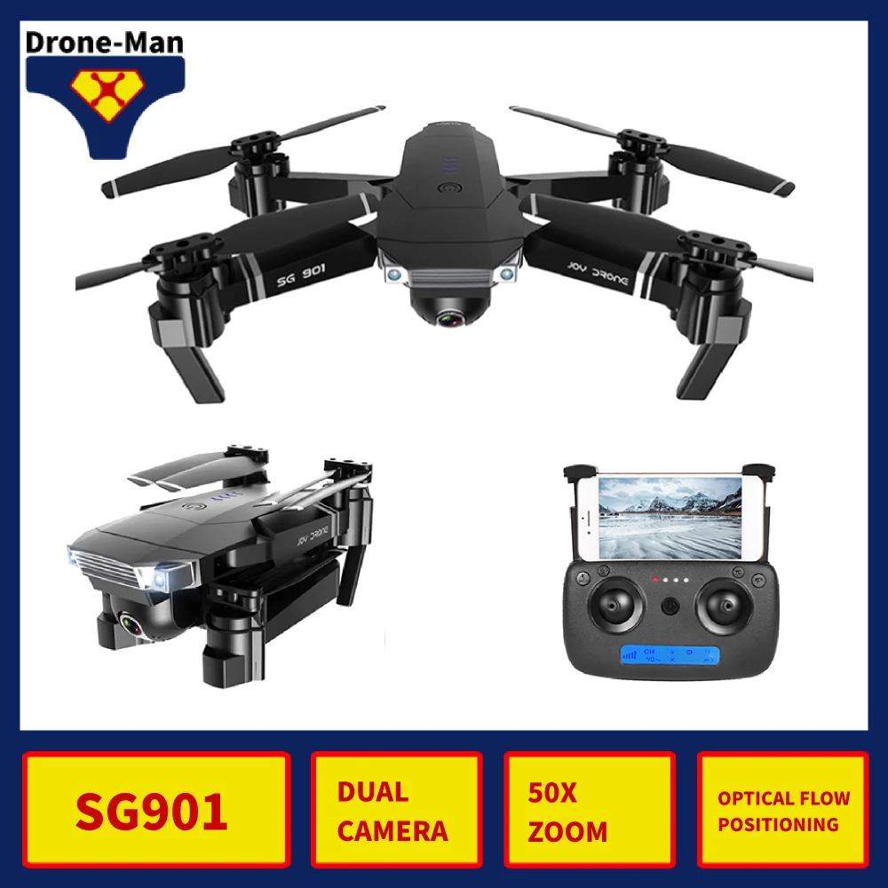 

RC Quadcopter SG901 Drone 4K HD ESC 50X Zoom Dual Camera Optical Flow WIFI FPV Foldable Selfie Drones Professional Follow Me