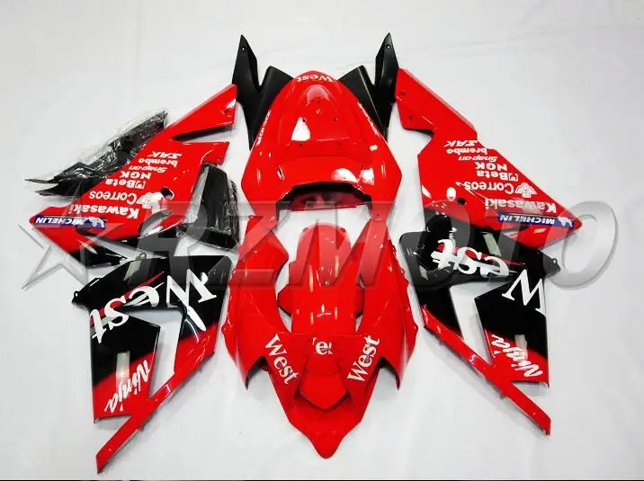 Стиль ABS обтекатель комплект подходит для kawasaki Ninja ZX10R 2004-2005 04 05 10R bodyкузов красный Западный