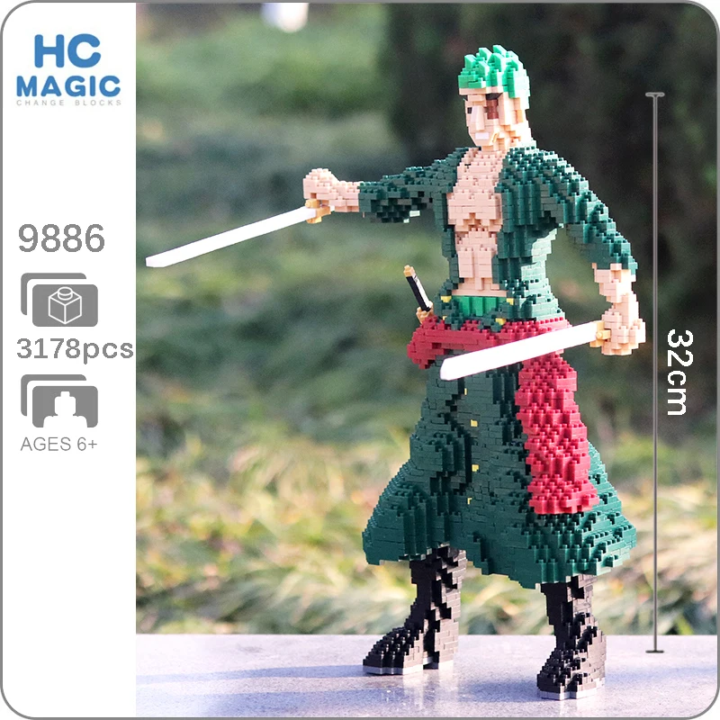 HC 9886 Аниме One Piece Roronoa Zoro Pirate 3D модель 3178pcs DIY Мини Алмазные блоки кирпичи игрушки
