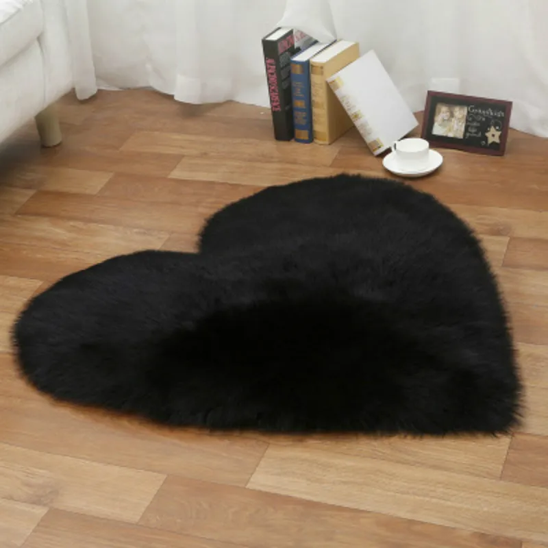 Love Heart Shaggy Carpet For Living Room Bedroom Fluffy Super Warm Plush Mats Kids Room Pure Color Faux Fur Rug Floor Rugs - Цвет: 14