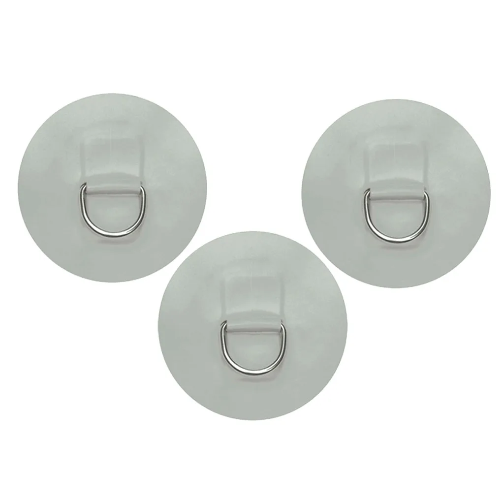 3pcs PVC 110mm Round D-Ring Patch for Inflatable Boat Dinghy Kayak Canoe Gray