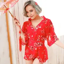 Сексуальное японское тонкое кимоно с принтом, женское сексуальное нижнее белье, Прозрачное нижнее белье с принтом, комплект длинного нижнего белья