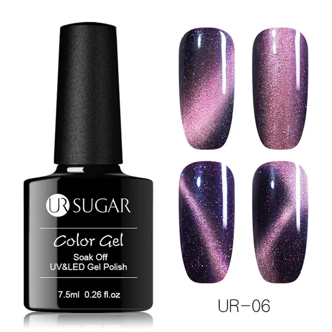 Glitter 6 Ur Sugar 7,5 мл 9D Гель-лак для ногтей с эффектом «кошачий глаз» лак Хамелеон для использования с магнитом УФ Гель-лак 5D Фиолетовый Синий замачиваемый УФ светодиодный Гель-лак для ногтей - Цвет: Glitter 6