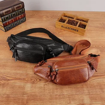 

Fashion Ladies Solid Color Waist Fanny Belt Packs Shoulder Messenger Handbags PU Leather Casual men Chain Crossbody Chest Bags